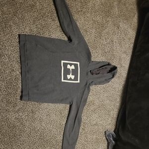 Under Armour Dark Gray Pullover Hoodie with White Logo